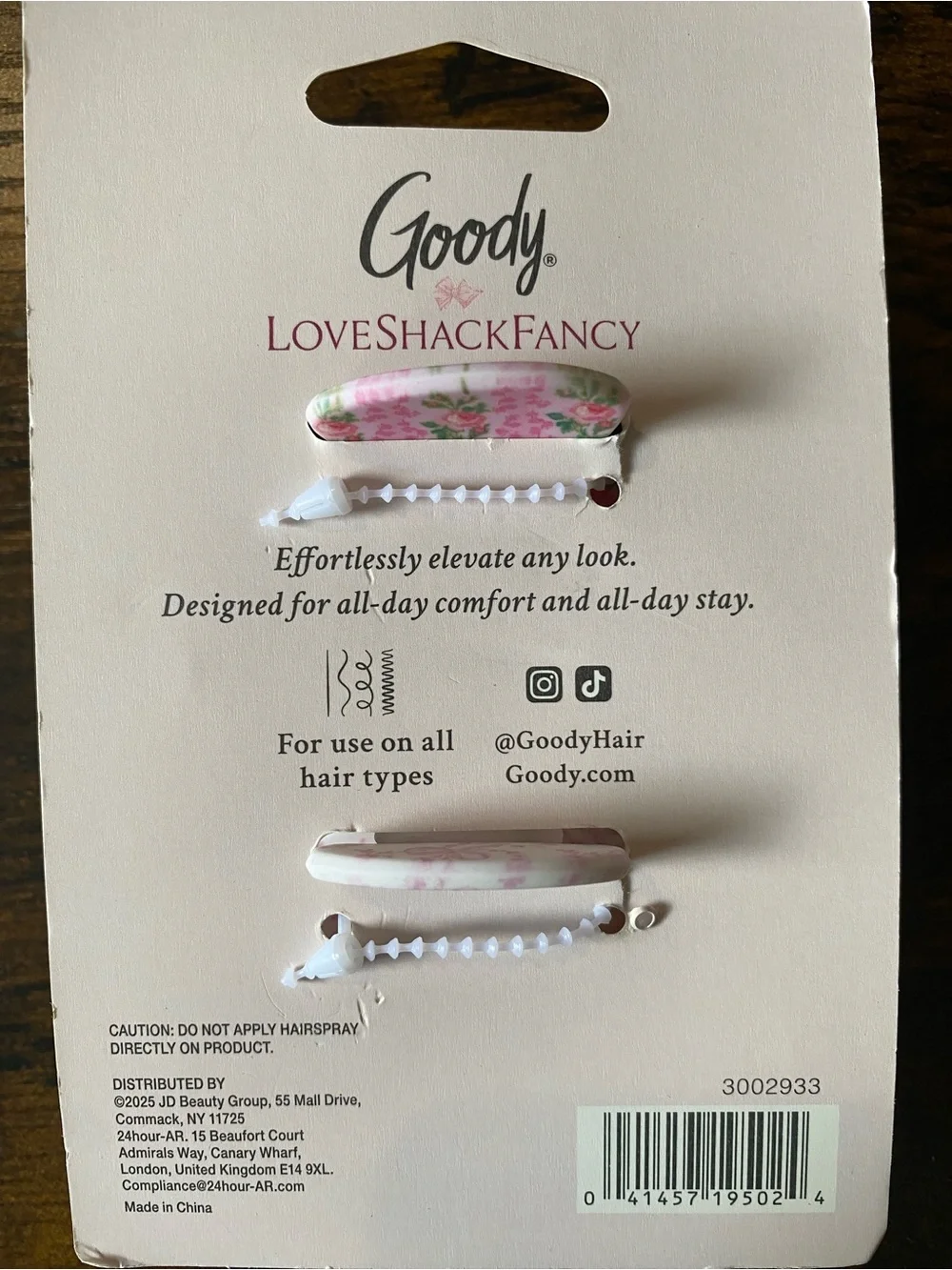 LoveShackFancy x Goody x Target - 2 Pink & White Floral Hair Claw Clips